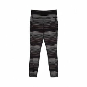 Athleta Women’s Black, Gray, and Brown Striped Leggings Size Small